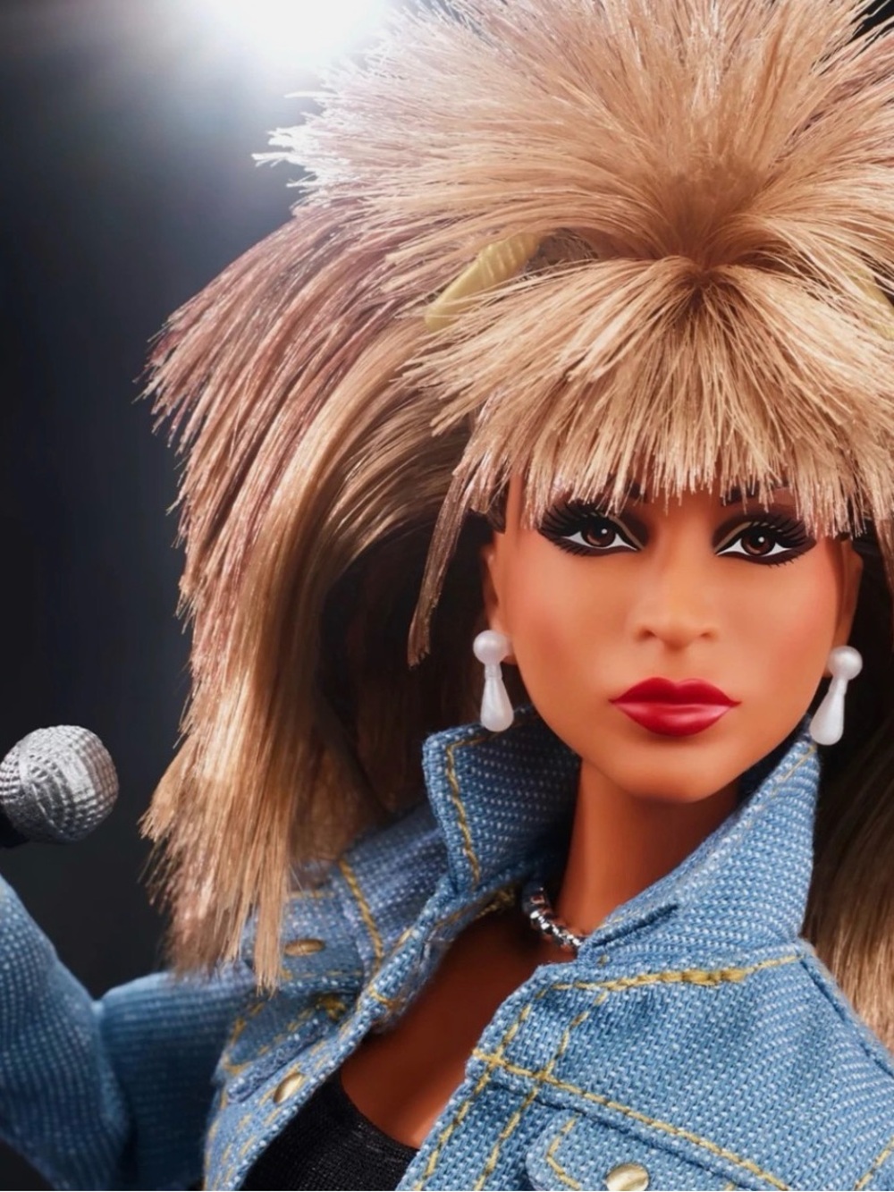 Tina Turner signature Barbie Light Blue Denim Jean Jacket with Gold Buttons